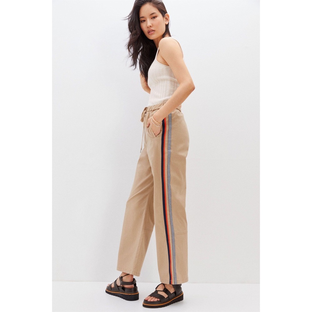 ANTHROPOLOGIE MAEVE CLASSIC TRACK PANTS IN KHAKI SIZE MEDIUM